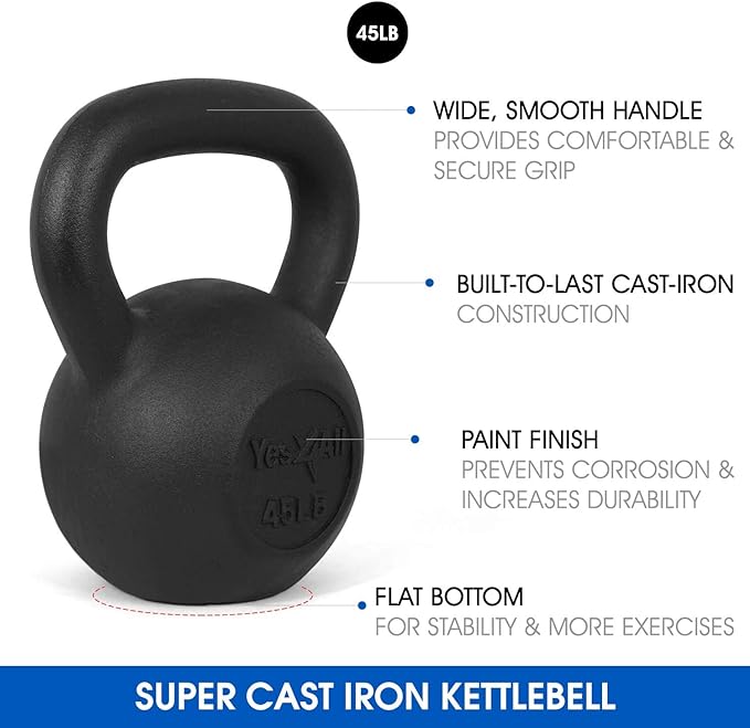 Yes4All Kettlebell Adjustable/Cast Iron/Protective Base Solid Smooth