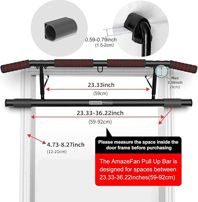 AmazeFan Pull Up Bar Doorway with Ergonomic Grip 2024 Upgrade