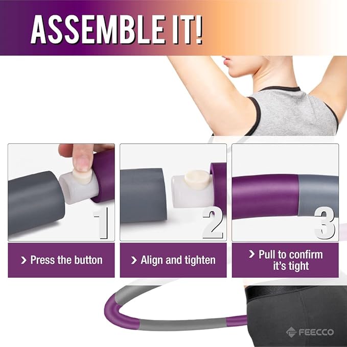 FEECCO Weighted Fitness Hoop 8 Detachable