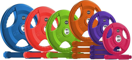SPART 2-Inch Color Rubber Coated Olympic Grip Plate 2.5LB/5LB/10LB/25LB/35LB/45LB, Two