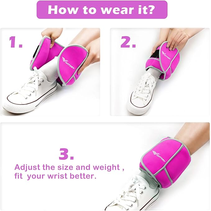 Vivitory Adjustable Ankle Weights for Women & Men 2 to 10 Lbs,
