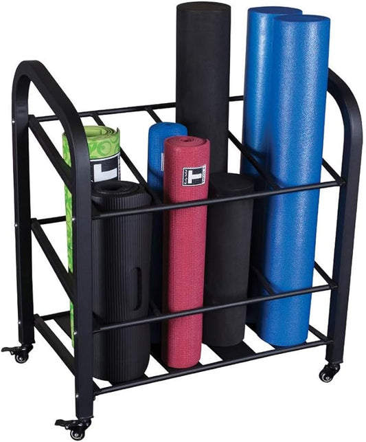 Body-Solid (GYR500 Foam Roller & Yoga Mat Storage 12 Mats