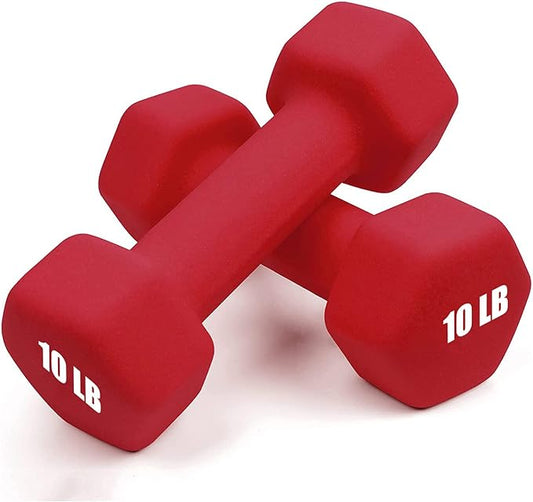 Portzon Weights Dumbbells 10 Colors Options Compatible with Set of 2 Neoprene Dumbbells Set,1-15 LB, Anti-Slip, Anti-roll, Hex Shape for Shoulder,Neck, and Hand Training for Seniors