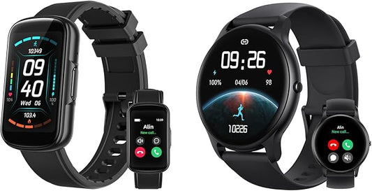 Parsonver Fitness Tracker Bundle with Round Smart Watch, 2-Pack