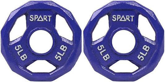 SPART Color Coded Weight Plate 2-Inch Cast Iron 2.5/5/10/15/25/35/45LB, Single/Pair/Set
