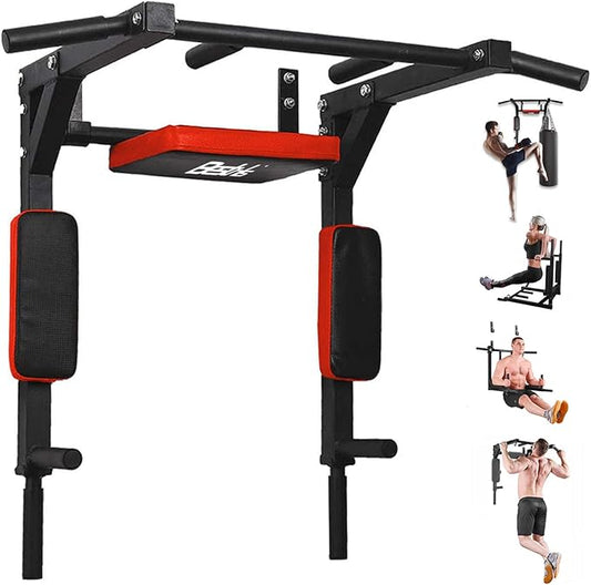 BESTHLS Wall Mounted Pull Up Bar and Dip Station 440 Lbs