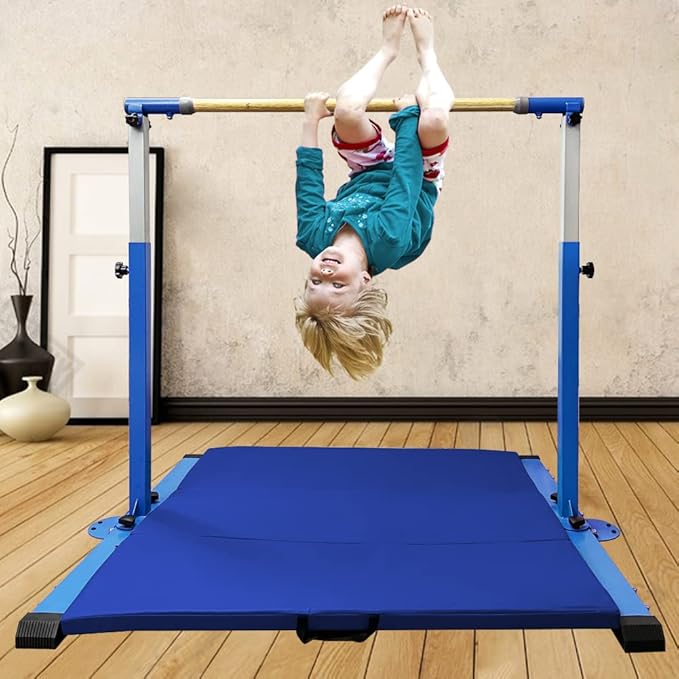 Gymnastics Kip Bar for Home Indoor Training 3' - 5' Gym Equipment,1-4 Levels,300lbs Levels,300lbs Weight