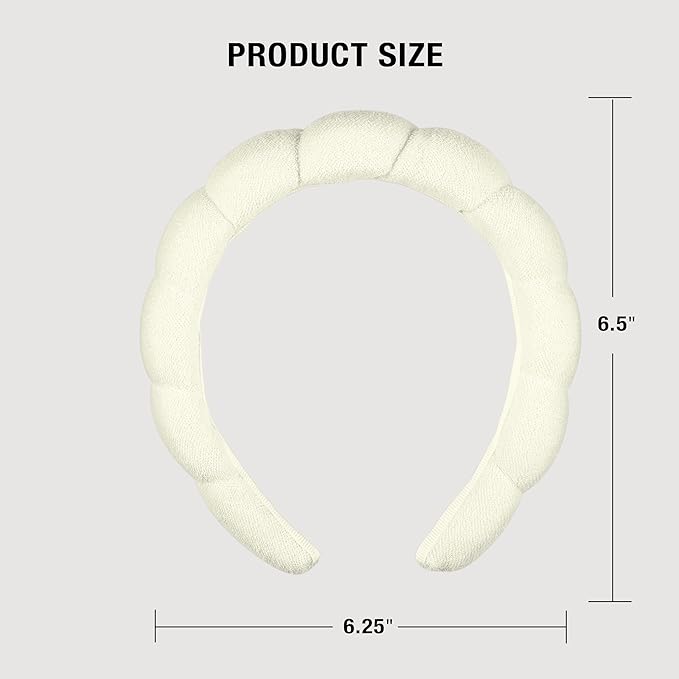 Conair Spa Headband for Washing Face - Makeup and GRWM Bubble Headband - Ivory