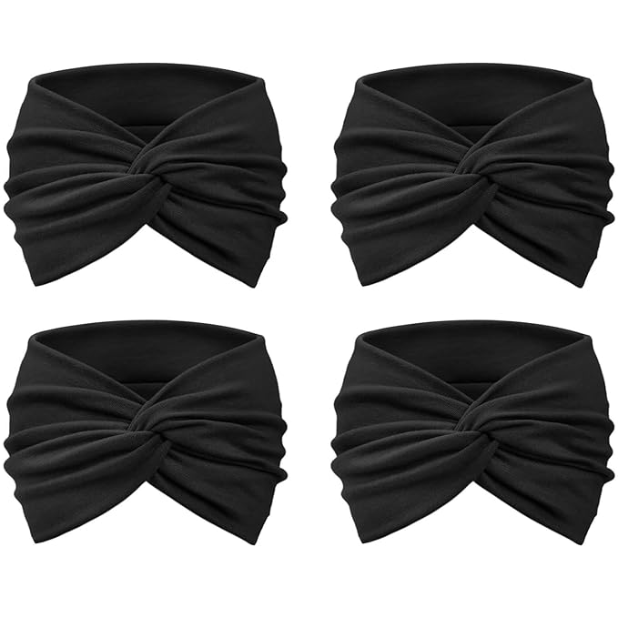 DRESHOW Extra Wide Headbands for Women Cotton Turban Knotted Bandana Head Bands Non Slip Boho Hair Accessories for Sports & Yoga