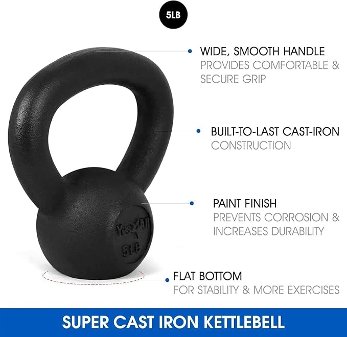 Yes4All Kettlebell Adjustable/Cast Iron/Protective Base Solid Smooth