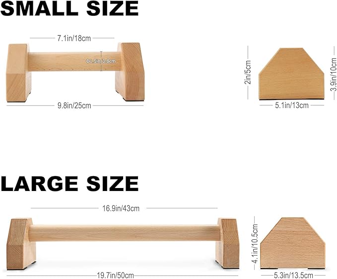 Pushup Stands - Wooden Push Up Bars Gym Gear Equipment with Anti-Slid Mat Workout Solid Exercise Women Men Portable Fitness