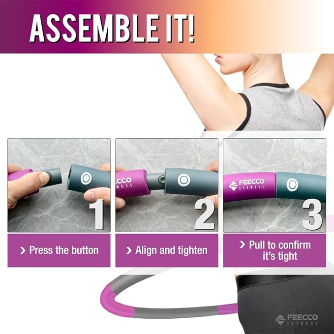 FEECCO Weighted Fitness Hoop 8 Detachable