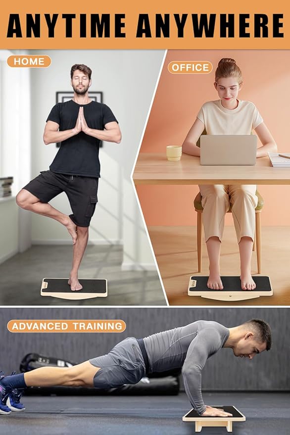 Balance Board Professional Wobble Board for Adults Anti-Slip 350LBS Balance Boards Anti-Slip Standing Desk Core Strength Wooden Balance Board