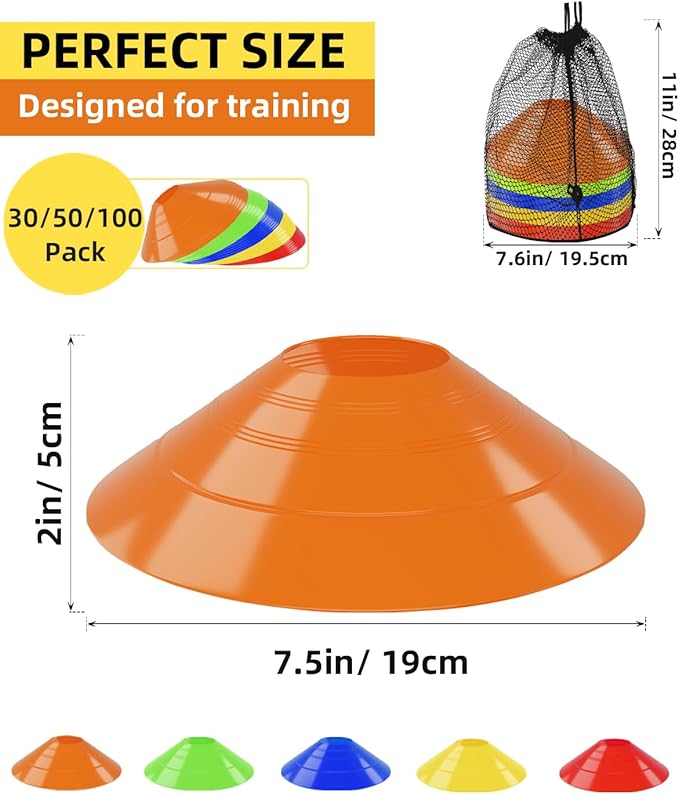 duskeep 30/50/100 Pack Soccer Cones