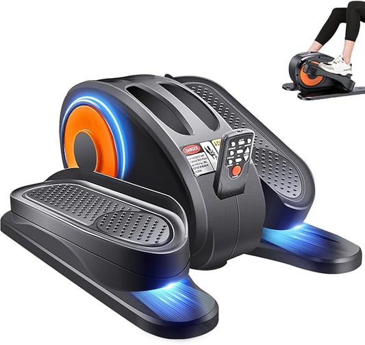 ESL Under Desk Elliptical - Portable Leg Exerciser for Seniors, Compact Seated Elliptical with Remote Control, LCD Display Electric Elliptical Trainers