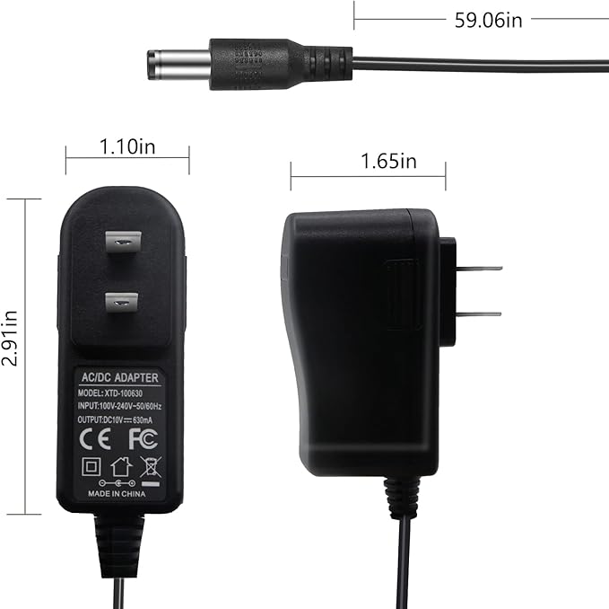 Power Cord for ProForm Elliptical Smart Strider 390 395 475 510 E, 480 490 500 600 LE, 400 700 510 EX, Cardio Cross Trainer Exercise Bike Charger Cable Cord