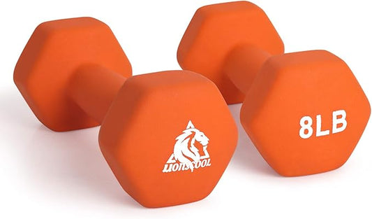 LIONSCOOL Set of 2 Neoprene Coated Dumbbell Hand Weights, Anti-Slip and Anti-Roll Hex Dumbbells in Pair for Strength Training, Resistance Training