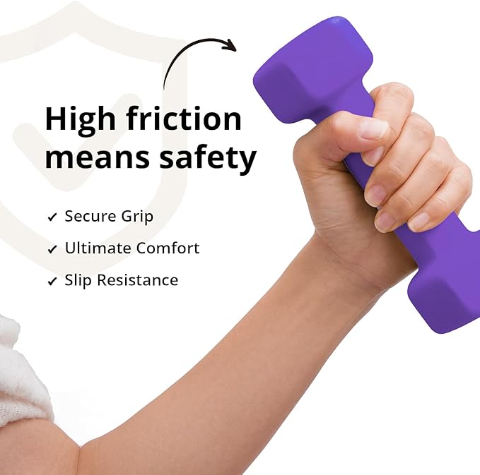 Portzon Weights Dumbbells 10 Colors Options Compatible with Set of 2 Neoprene Dumbbells Set,1-15 LB, Anti-Slip, Anti-roll, Hex Shape for Shoulder,Neck, and Hand Training for Seniors
