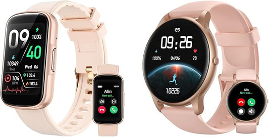 Parsonver Fitness Tracker Bundle with Round Smart Watch, 2-Pack