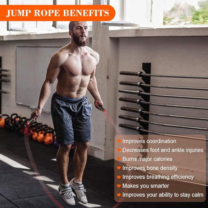 Redify Weighted Jump Rope for Workout Fitness(1LB) 9MM Fabric Cotton+9MM Solid