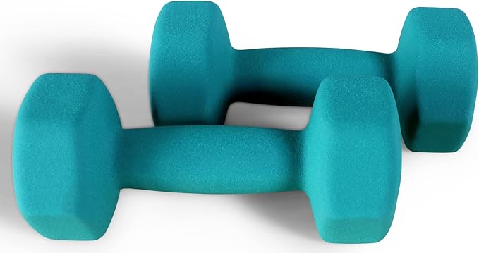 Neoprene Dumbbell Hand Weights, Anti-Slip, Anti-roll, Hex Shape Colorful, Pair or Set with Stand