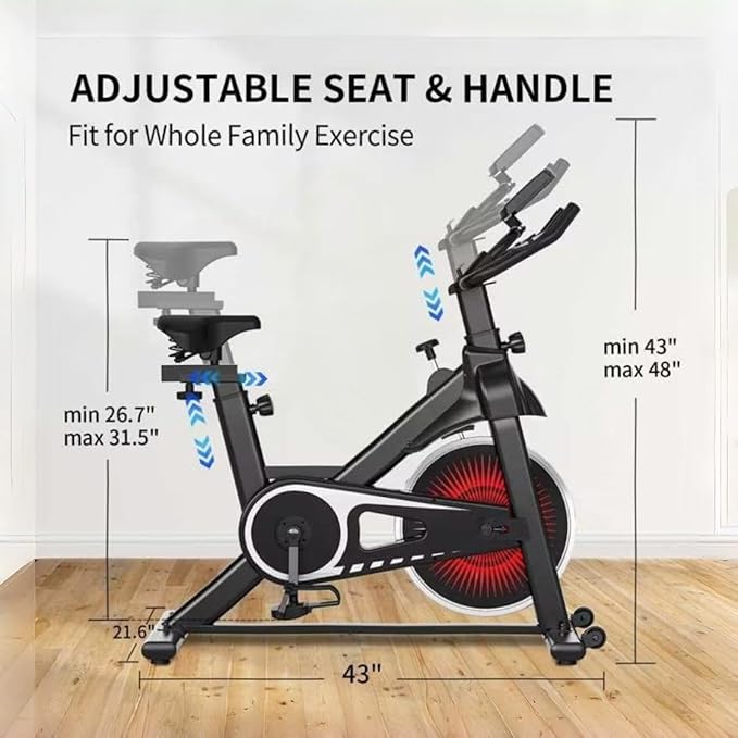 Exercise Bike Stationary Bikes for Home, Adjustable Resistance & Comfortable Seat Workout Bike, Quiet Indoor Cycling Bike with Digital Monitor, Phone Holder