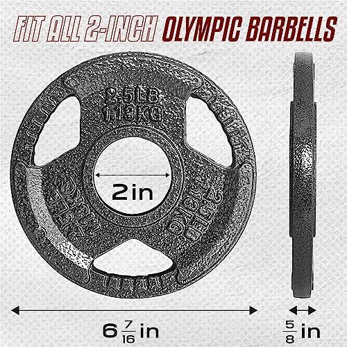 Yes4All Olympic Rubber Grip Plates for Barbell 2-Inch Weight