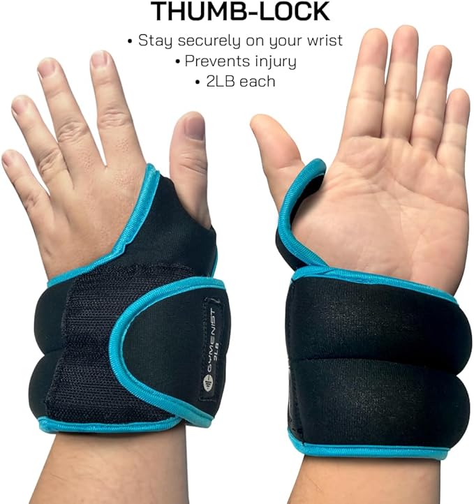 Pair of Wrist Weights With Hole for Thumb