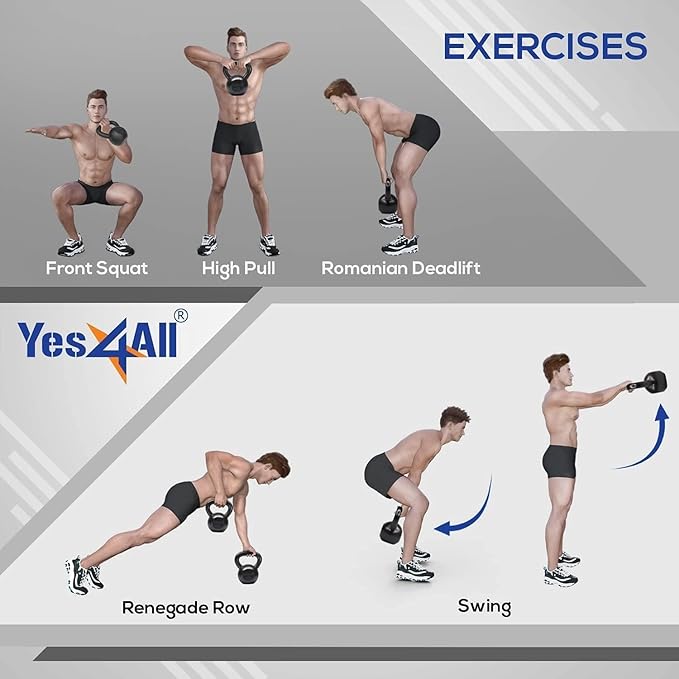 Yes4All Kettlebell Adjustable/Cast Iron/Protective Base Solid Smooth