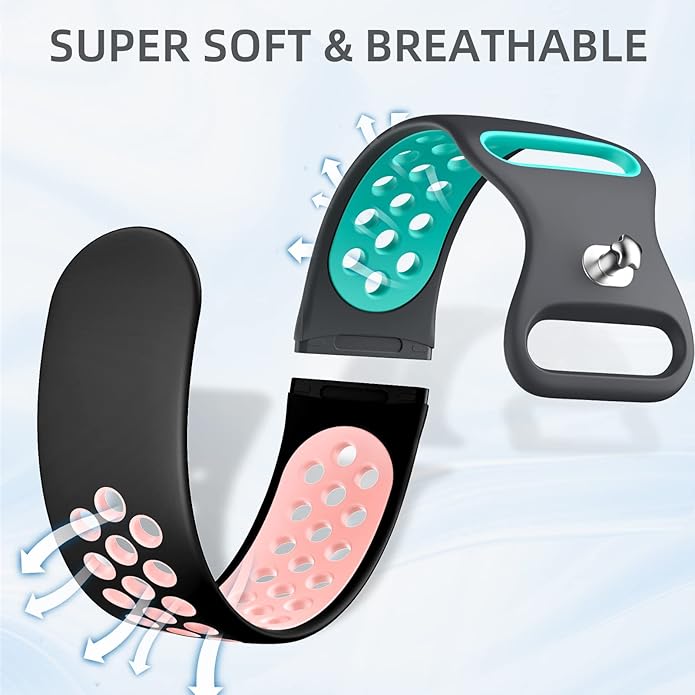 Maledan 4 Pack Sport Band Compatible With Fitbit Versa 3/4 and Sense/Sense 2 Smart Watch, Soft Wristband Replacement Accessories for Women and Men