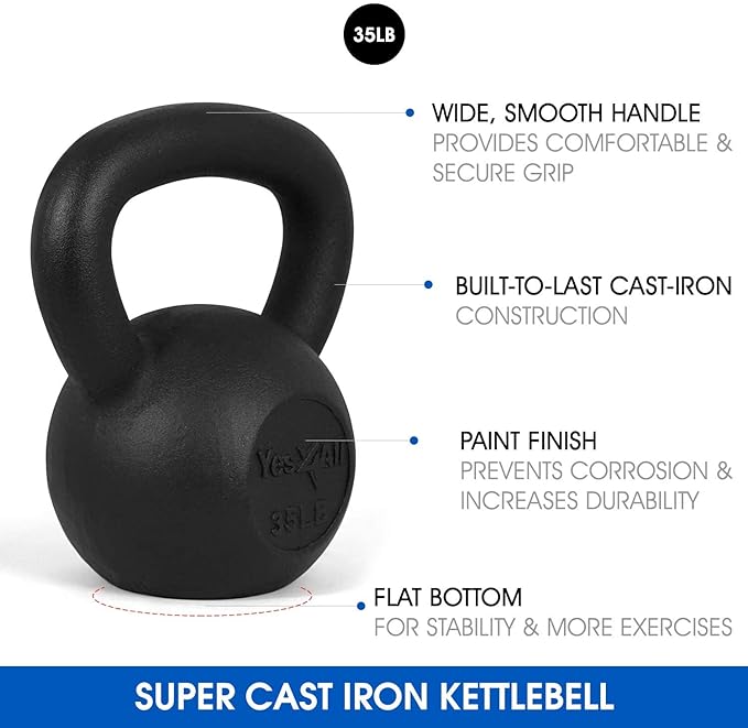 Yes4All Kettlebell Adjustable/Cast Iron/Protective Base Solid Smooth