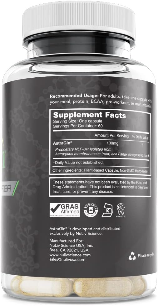 AstraGin Maximum bioavailability Enhancer for pre-Workout Supplements, BCAA and Protein Powder