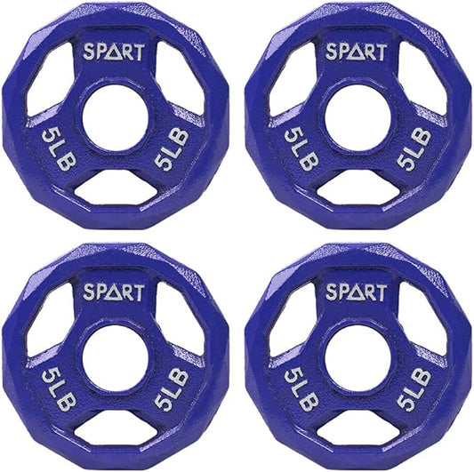 SPART Color Coded Weight Plate 2-Inch Cast Iron 2.5/5/10/15/25/35/45LB, Single/Pair/Set