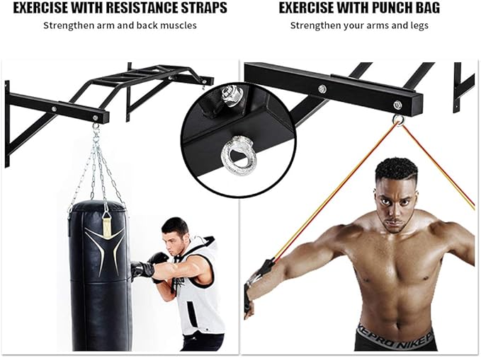 BESTHLS Wall Mounted Pull Up Bar and Dip Station 440 Lbs