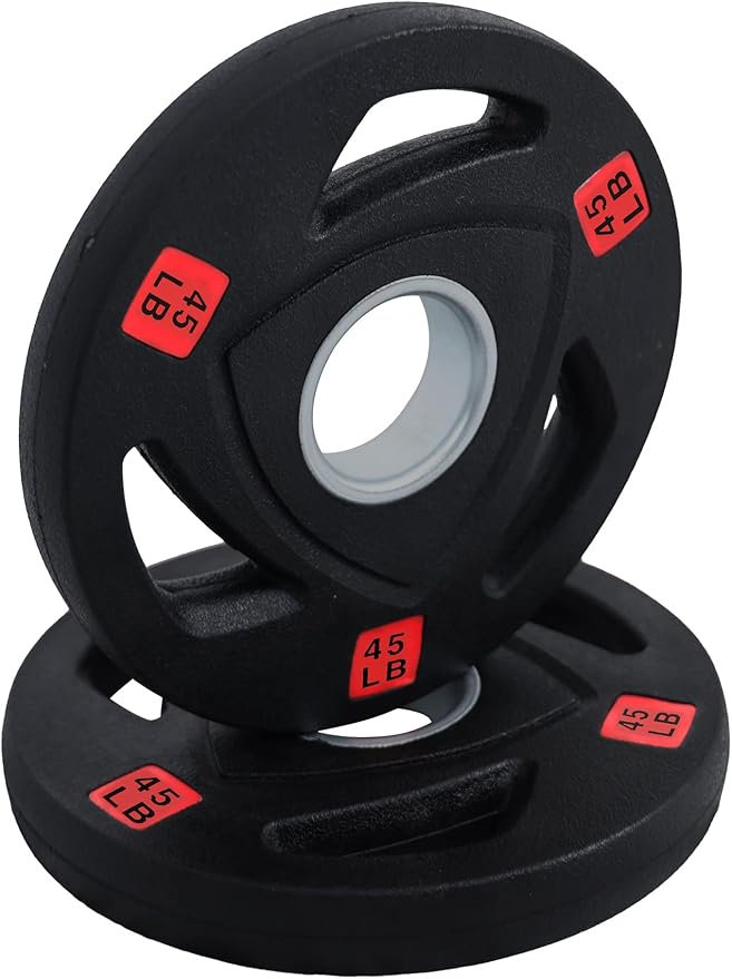 Signature Fitness Vinyl Coated Cast Iron Plate Weight Plate for Strength Training and Weightlifting, Standard or Olympic, Multiple Sizes