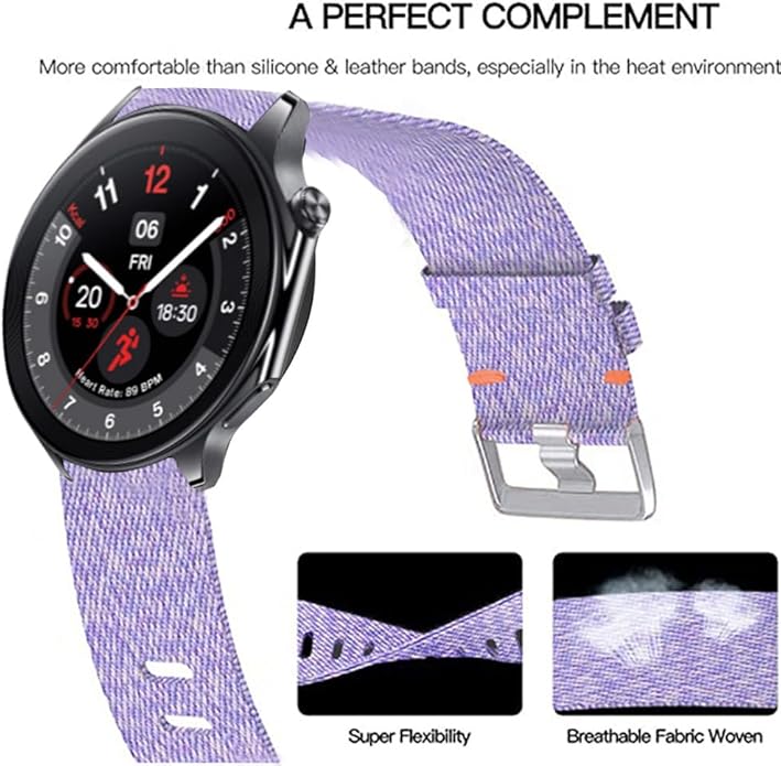 Compatible with Sanorum Smart Watches Band, 20mm, 22mm Breathable Nylon Woven Fabric Replacement Strap Compatible for HaSaKei G53, Sanorum G53, G56 Smart Watches