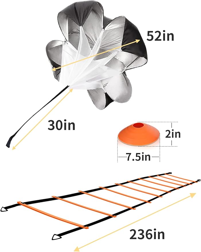 GHB Agility Ladder Speed Training Ladder Workout Ladder 6 or 10 Cones 12 Rung 20ft with