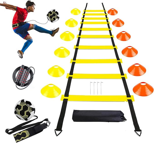 Soccer Agility Training Equipment Set 20Ft Agility 12 Cones,