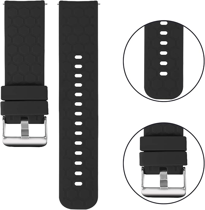 RuenTech Bands Compatible with FITVII H86/HM68 Fitness Tracker, 20mm Adjustable Replacement Straps Soft Silicone Wristband for FITVII 1.57'' Touch Screen Smartwatch