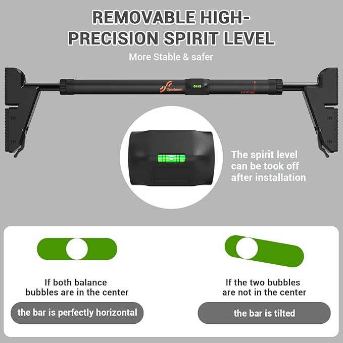 Sportneer Pull up Bar for Doorway No-Screw Adjustable Chin Up Bar for Door Frame Door Pull Up Bar for Home Gym Strength Training Bar Horizontal Bar for Exercise 440 LB