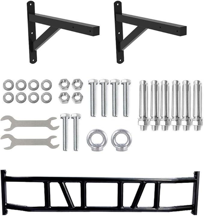 BESTHLS Wall Mounted Pull Up Bar and Dip Station 440 Lbs