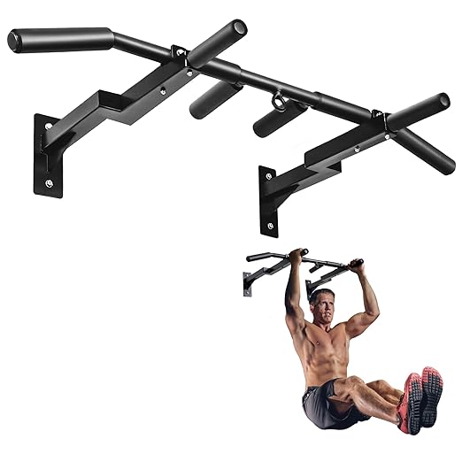 Yes4All Multi-Grip Wall Mount Pull-Up Bar 16 & 24" Reversible