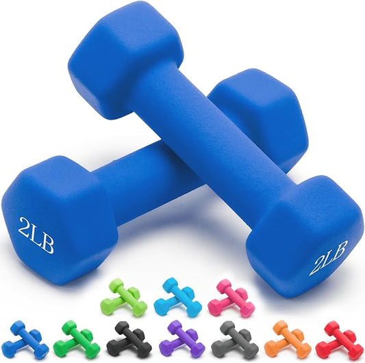 Portzon Weights Dumbbells 10 Colors Options Compatible with Set of 2 Neoprene Dumbbells Set,1-15 LB, Anti-Slip, Anti-roll, Hex Shape for Shoulder,Neck, and Hand Training for Seniors