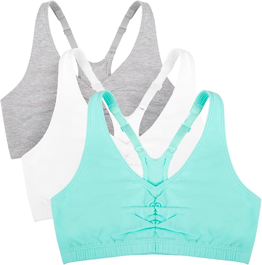 Fruit of the Loom Women's Adjustable Shirred Front Racerback Sports Bra Multi Packs!