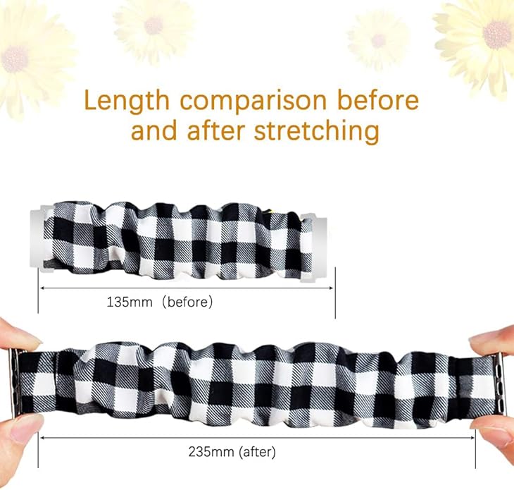 Compatible for FITVII Nexa, HM21, HM68, H86, HM57, HM78, H56 Smart Watch Fitness Tracker Bands, 18mm, 20mm, 22mm Fabric Elastic Scrunchie Elastic Women Cute Replacement Straps