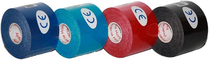 PreCut Kinesiology Tape Sport Pro (20 Pre Cut 10 Inch Strips per Roll) Athletic Recovery Muscle Support Physio TheWrapeutic Aid (Assorted Colors) (Pack of 4)