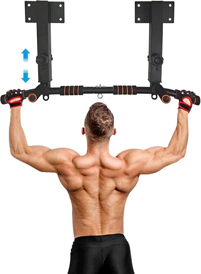 BESTHLS Wall Mounted Pull Up Bar and Dip Station 440 Lbs