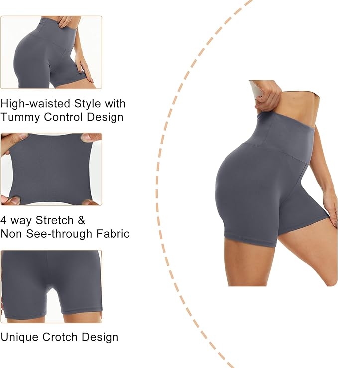 CAMPSNAIL Workout Biker Shorts Women - 3"/5"/8" High Waisted Tummy Control Spandex Booty Volleyball Shorts for Yoga Dance