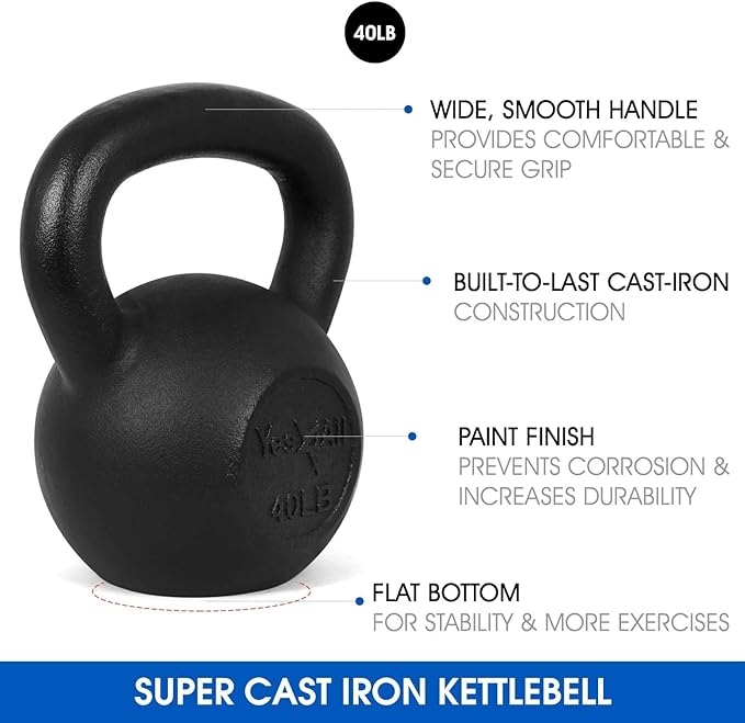 Yes4All Kettlebell Adjustable/Cast Iron/Protective Base Solid Smooth
