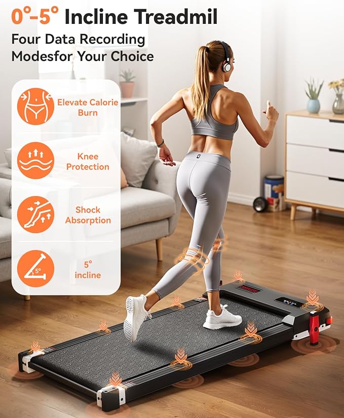 Walking Pad Treadmill, Anylife Incline Walking Pads Under Desk 330lb Capacity, 2.5HP Portable Treadmills for Home, Compact Treadmill Small Running Pad with LED Display, Remote Control
